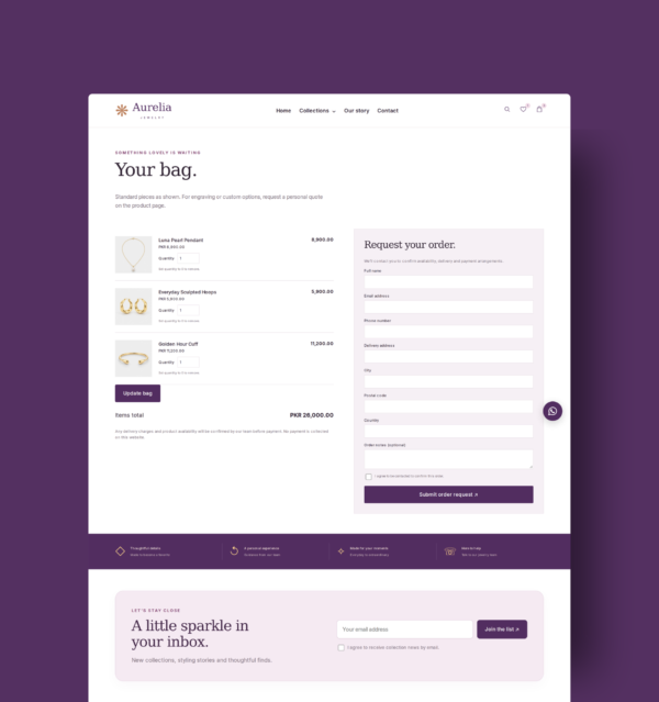 Aurelia — Jewelry Website with Admin Dashboard