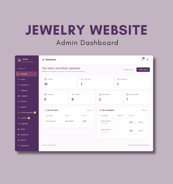Aurelia — Jewelry Website with Admin Dashboard